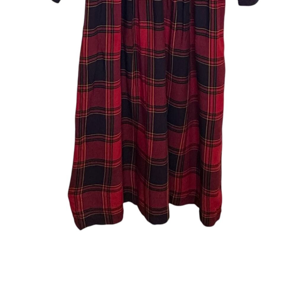 Vtg Lanz Originals Red Tartan Plaid Collared Back Buttons Rayon Size 12 USA Made - Picture 4 of 9
